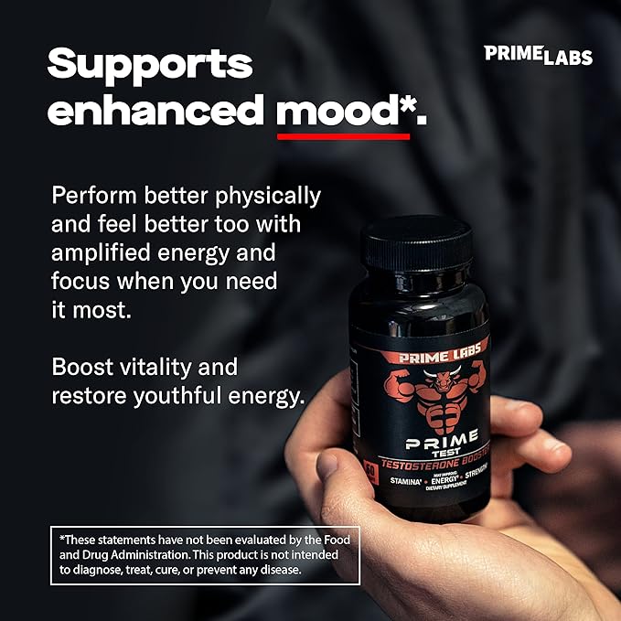 Prime Labs Testosterone Booster for Men – Natural Stamina, Endurance & Strength Supplement | Male Vitality & Performance Support – 60 Caplets