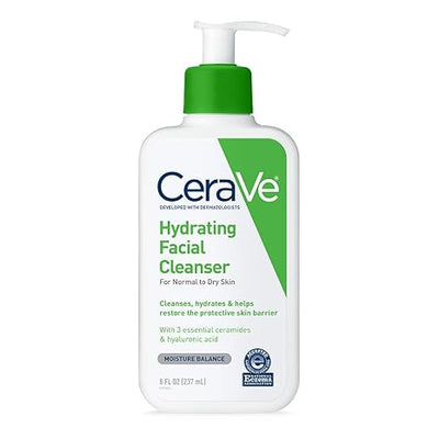 CeraVe Hydrating Facial Cleanser with Hyaluronic Acid & Ceramides – Face Wash for Dry Skin