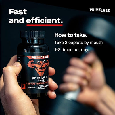 Prime Labs Testosterone Booster for Men – Natural Stamina, Endurance & Strength Supplement | Male Vitality & Performance Support – 60 Caplets