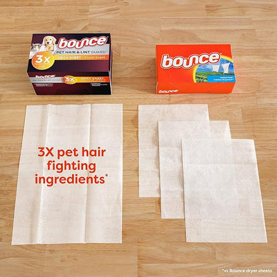 Bounce Pet Hair & Lint Guard Dryer Sheets – Mega, 3X Hair Fighters