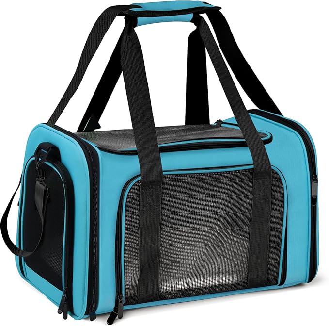 Pet Carrier For Small / Medium Cats Dogs Puppies (Up To 15lbs), TSA Airline Approved Small Dog Carrier Soft Sided, Collapsible Waterproof Travel Puppy Carrier