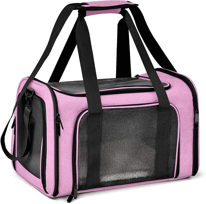 Pet Carrier For Small / Medium Cats Dogs Puppies (Up To 15lbs), TSA Airline Approved Small Dog Carrier Soft Sided, Collapsible Waterproof Travel Puppy Carrier