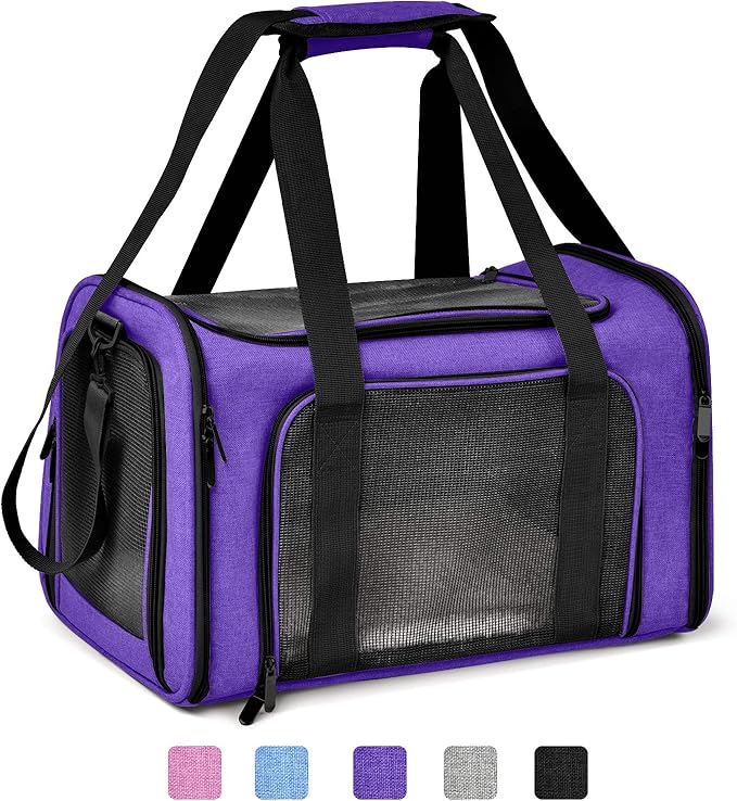 Pet Carrier For Small / Medium Cats Dogs Puppies (Up To 15lbs), TSA Airline Approved Small Dog Carrier Soft Sided, Collapsible Waterproof Travel Puppy Carrier