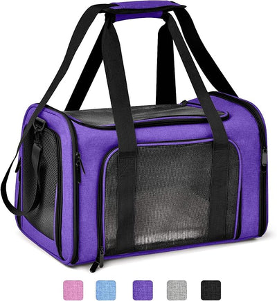 Pet Carrier For Small / Medium Cats Dogs Puppies (Up To 15lbs), TSA Airline Approved Small Dog Carrier Soft Sided, Collapsible Waterproof Travel Puppy Carrier