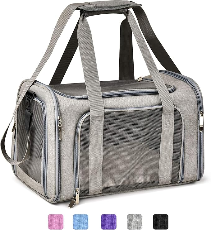 Pet Carrier For Small / Medium Cats Dogs Puppies (Up To 15lbs), TSA Airline Approved Small Dog Carrier Soft Sided, Collapsible Waterproof Travel Puppy Carrier