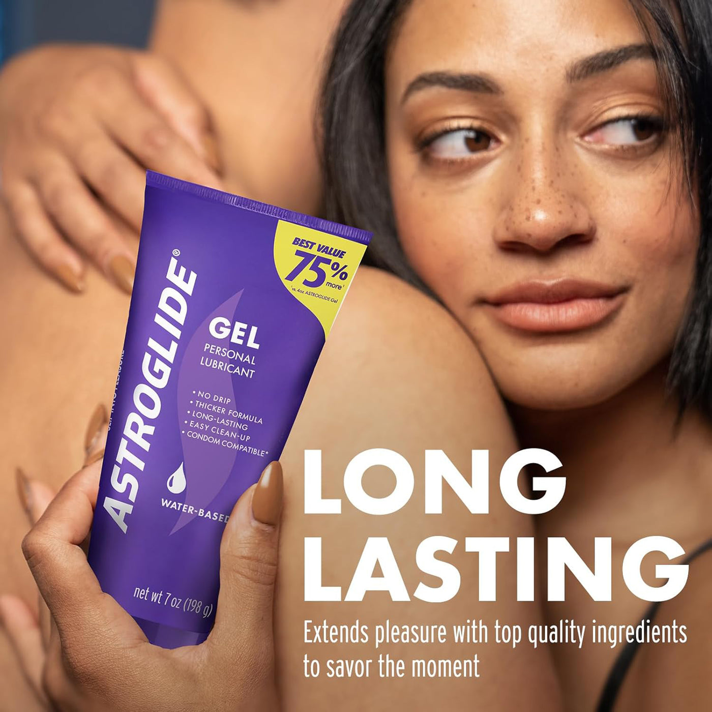 Astroglide Water Based Lube (7oz), Ultra Gentle Gel Personal Lubricant for Vaginal and Anal Sex, Stays Put with No Drip, Sex Lube, Long-Lasting for Men, Women and Couples, Safe for Toys