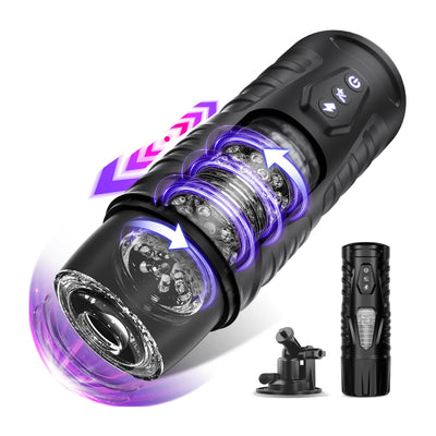 Automatic Male Masturbator Sex Toys for Men - Adult Toy Male Sex Toys with 7 Thrusting & 7 Rotating Modes,Hands Free Pocket Pussy Sex Machine with Visual Window & Mounting Base, Electric Thrusting Cup