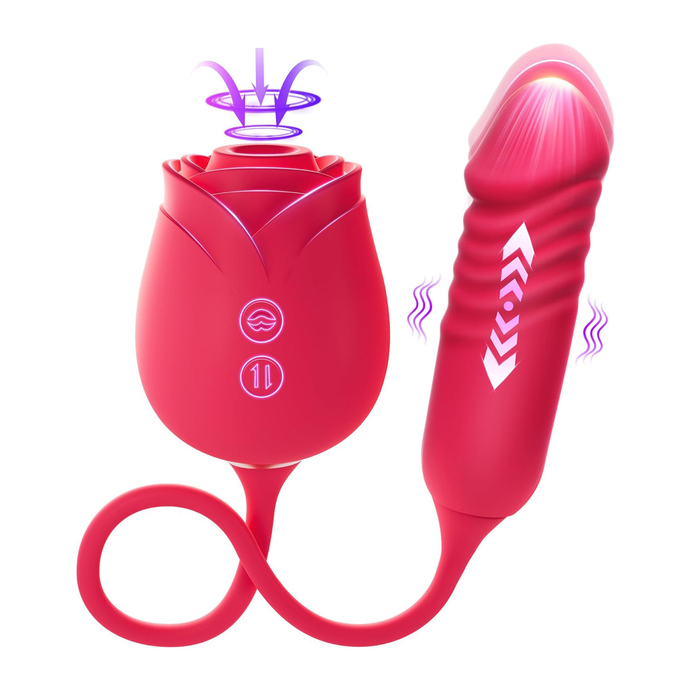 Vibrator Dildo Sex Toys for Women - MOOLIGIRL Rose Sex Toy with Thrusting G Spot Vibrators & 10 Sucking Modes for Clitoral Nipple Stimulation Anal Double-Ended Dildos Adult Sex Toys Games for Couples