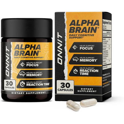 ONNIT Alpha Brain Nootropic Supplement – Memory, Focus & Mental Clarity with L-Theanine & Vitamin B6, Non-GMO, 30 Capsules