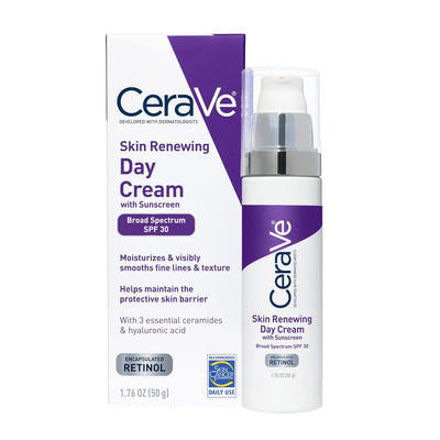 CeraVe Anti-Aging Face Cream with SPF 30 – Retinol & Hyaluronic Acid Moisturizer, 1.76 oz