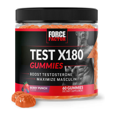 Force Factor Test X180 Gummies Testosterone Booster for Men with Tongkat Ali & Maca – Berry Punch, 60 Gummies