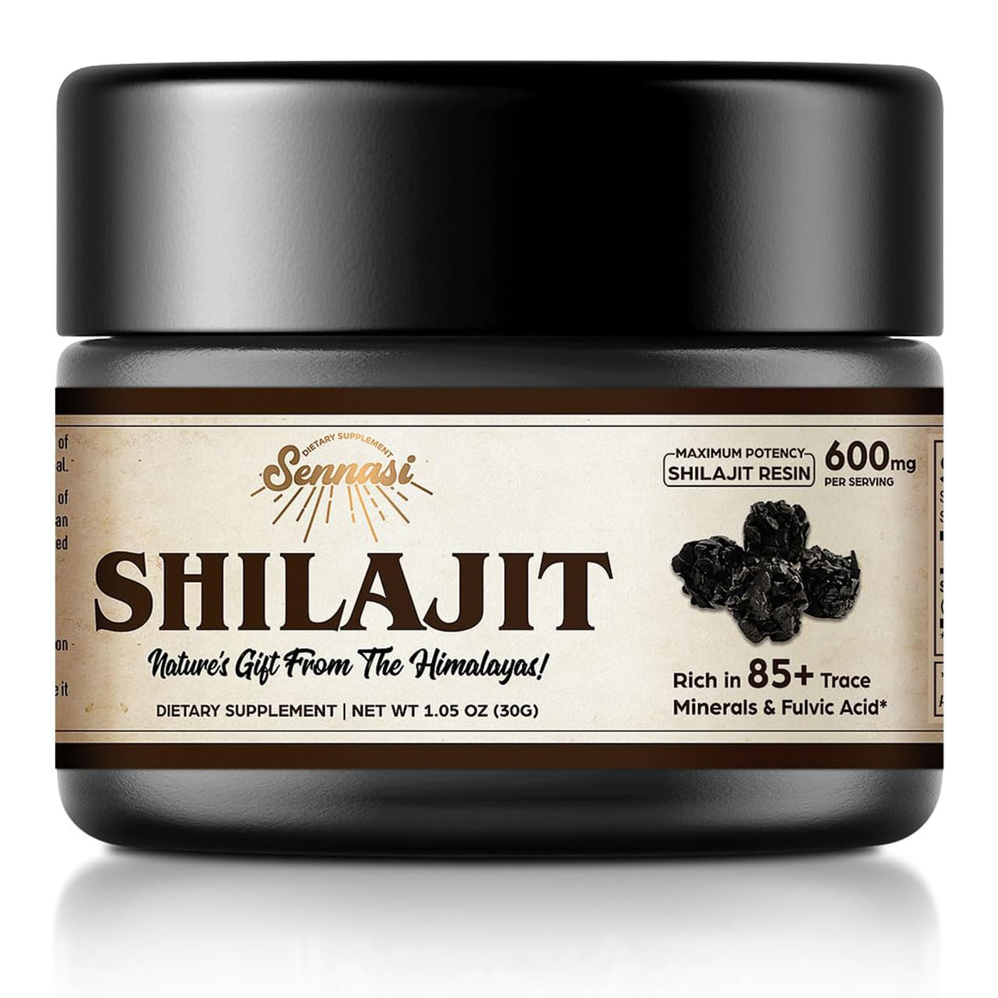 Pure Himalayan Shilajit Resin – 600mg Organic Shilajit with 85+ Trace Minerals & Fulvic Acid for Energy & Immune Support, 30g