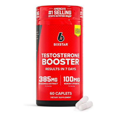 Six Star Testosterone Booster for Men with Rhodiola & Boron – Muscle Growth, Energy & Stamina Supplement, 60 Pills