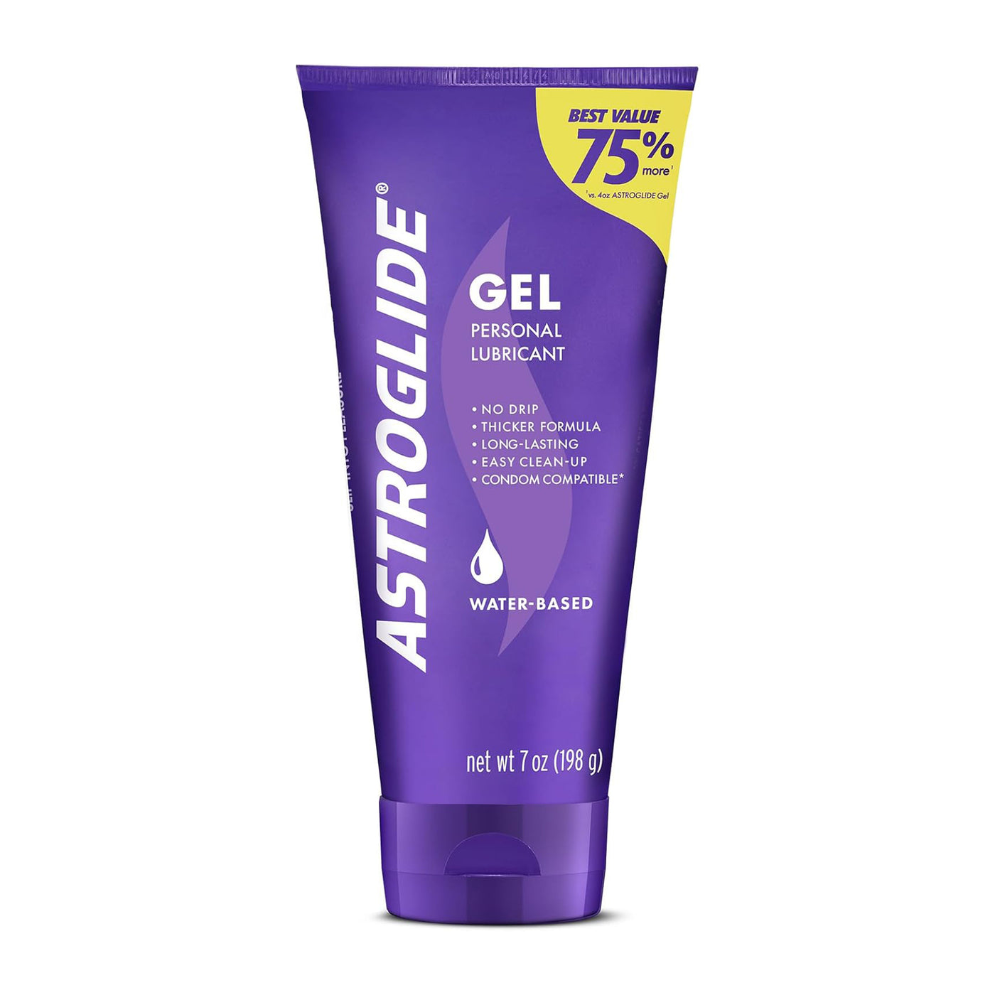 Astroglide Water Based Lube (7oz), Ultra Gentle Gel Personal Lubricant for Vaginal and Anal Sex, Stays Put with No Drip, Sex Lube, Long-Lasting for Men, Women and Couples, Safe for Toys