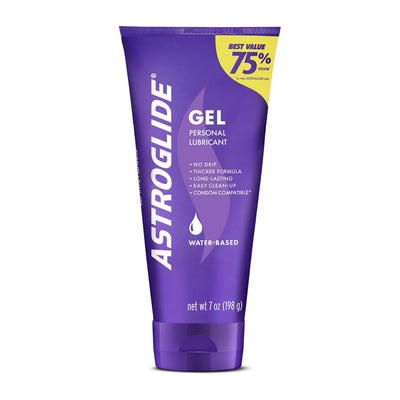 Astroglide Water Based Lube (7oz), Ultra Gentle Gel Personal Lubricant for Vaginal and Anal Sex, Stays Put with No Drip, Sex Lube, Long-Lasting for Men, Women and Couples, Safe for Toys