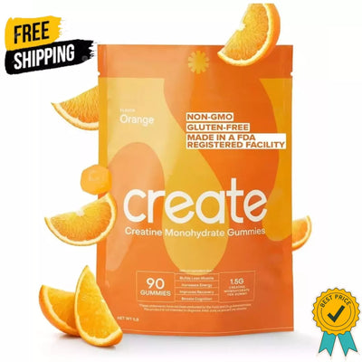 Create Wellness Creatine Monohydrate Gummies - 90 Count (Orange Flavor)