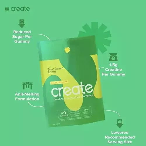 Create Creatine Monohydrate Gummies for Men &Women Boost Focus Strength EXP 9/26